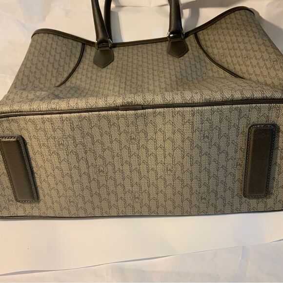 MONTBLANC  BROWN GRAY SIGNATURE BAG PVC LEATHER ITALY Excellent - Picture 8 of 16